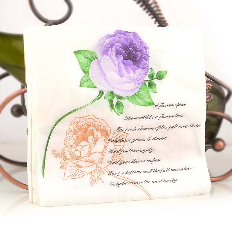 Новая белая красивая роза цветы Бумага салфетки кафе и вечерние тканевые