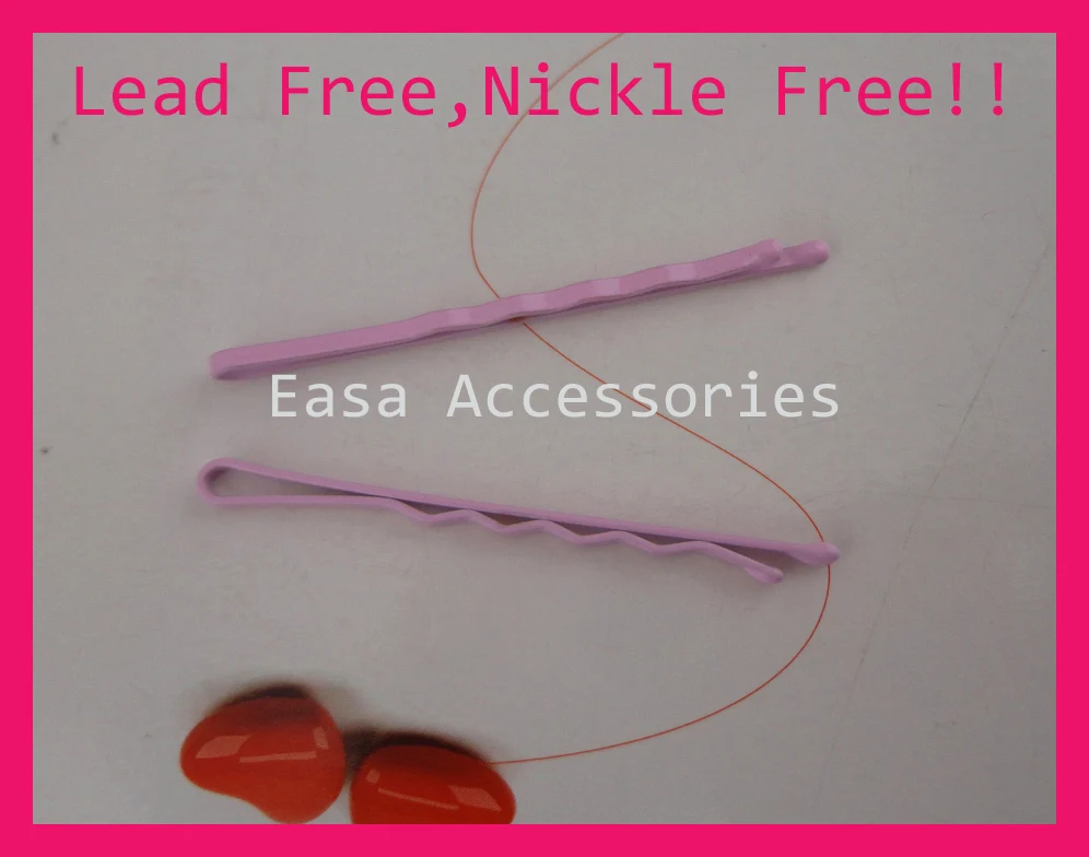 

50PCS 2.0mm*5.5cm 2.15" Light Pink four waved plain Metal bobby pins hair barrette with enamel Round tips nickle free &lead free