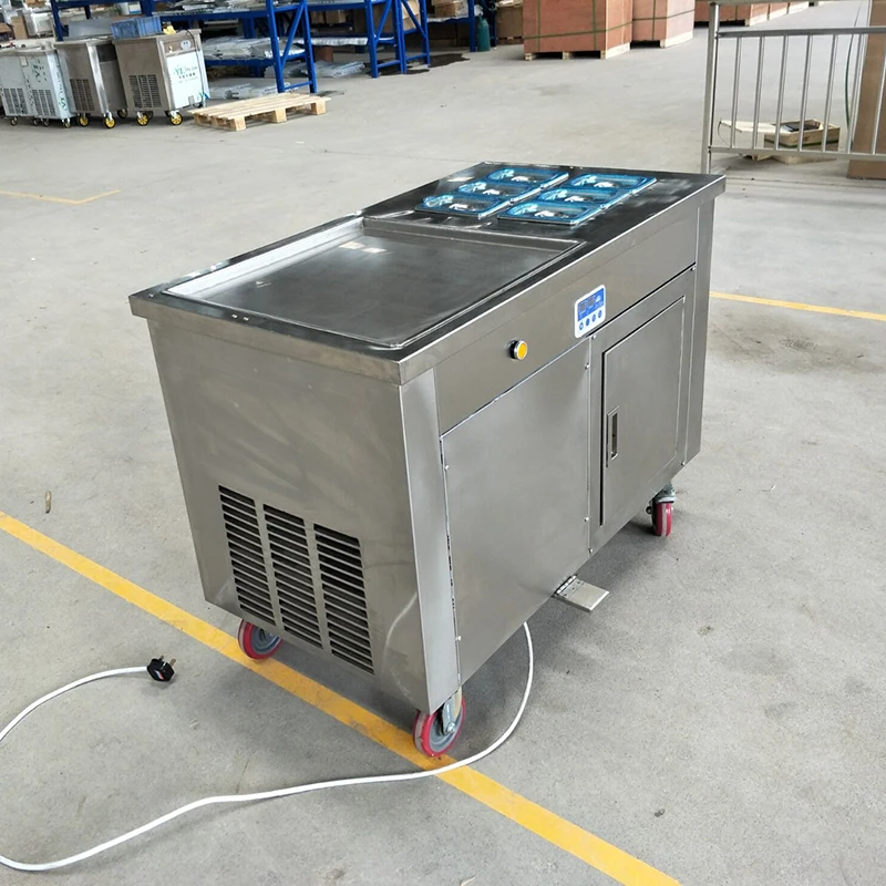 45 см Одиночная квадратная сковорода жареное мороженое роликовая машина с 6