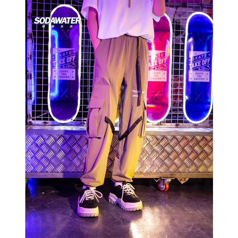 

SODA WATER Ribbons Design Sweatpants 2019 Sexy Pants Joggers High Waist Pants Pocket Hip hop Track Pants Trousers Women 9305S