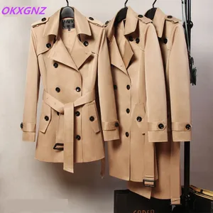 Тренч женский двубортный, ветровка с поясом, повседневный размера плюс, 2020, весна-осень 2095