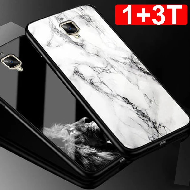 

For Oneplus 3T case 1+3T Stone cartoon tempered phone glass case Oneplus3T hard back cover One plus 3T A3010 protective cases