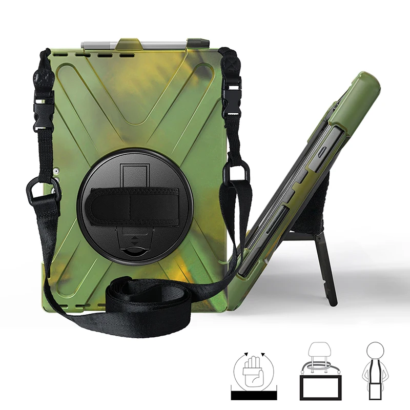 Противоударный силиконовый гибридный чехол с наплечным ремешком и слотом для