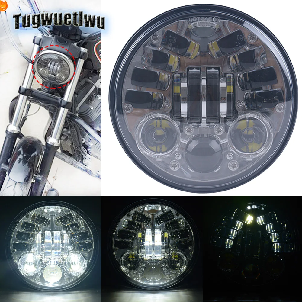 1 шт. мотоцикл 5 75 дюйма светодио дный фар drl Круглый фара для Harley Davidson Sportster Softail harley