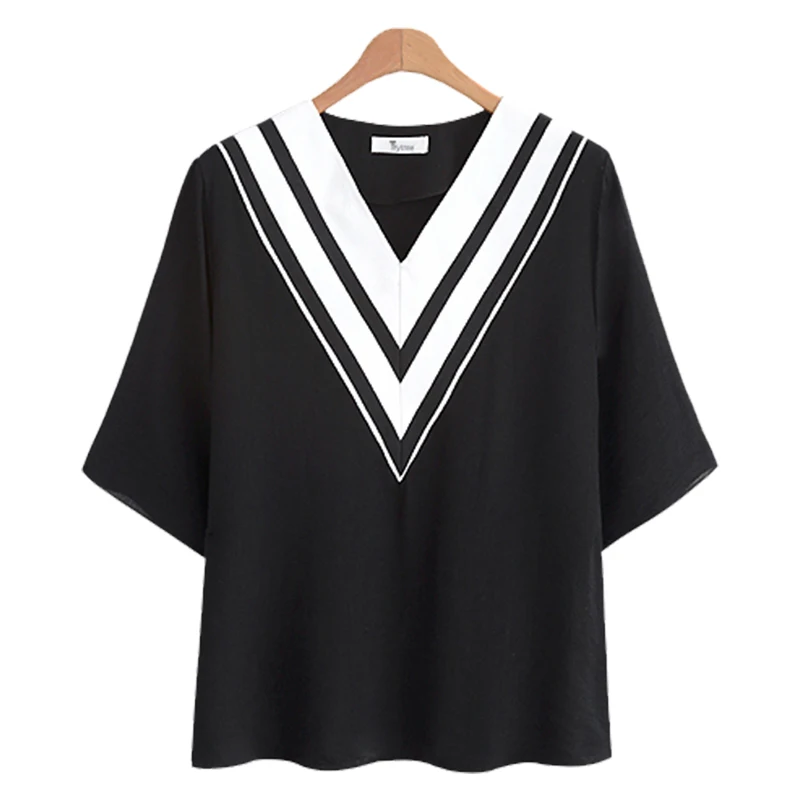 Trytree Весна Лето Топ Женская блузка повседневная полиэфирная рубашка с v образным