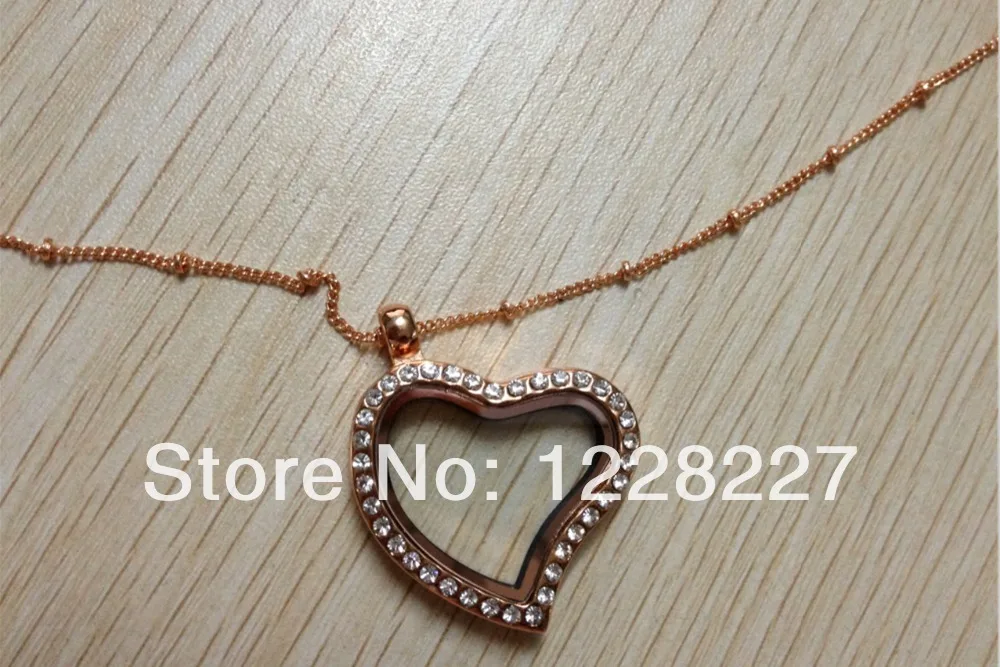 Розовое золото 30 мм в форме сердца подвески магнитный кристалл стекло память