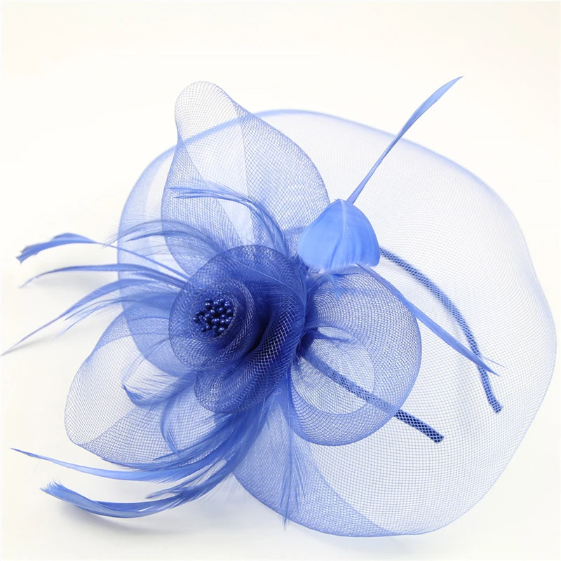 Женская Элегантная шляпка с перьями винтажная шляпа марлевым цветком для чайной