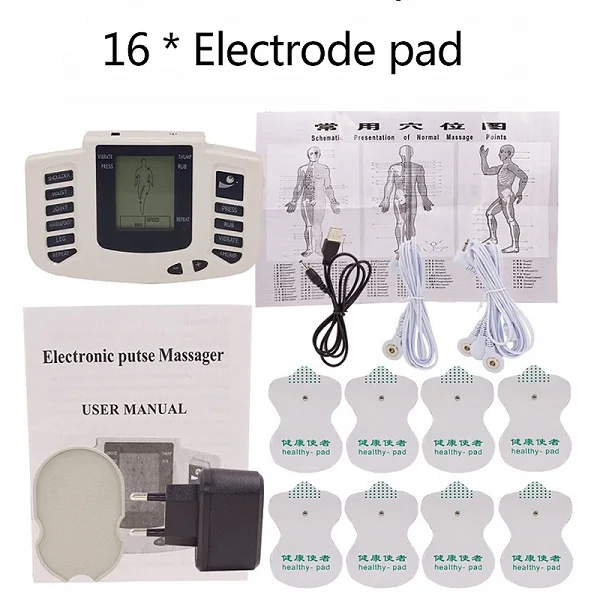 8Packs Electrode pad 36 электромагнитных подушечек, Электрический цифровой акупунктурный массажер для тела, шеи, ног, Массажная терапия для похудения, расслабляющий импульсный массажер, русская кнопка - Цвет: 8Packs Electrode pad