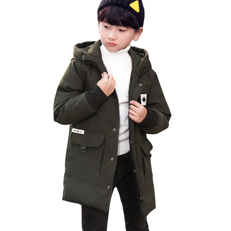 Пальто для мальчиков зима 2018 новая детская хлопковая куртка средней длины