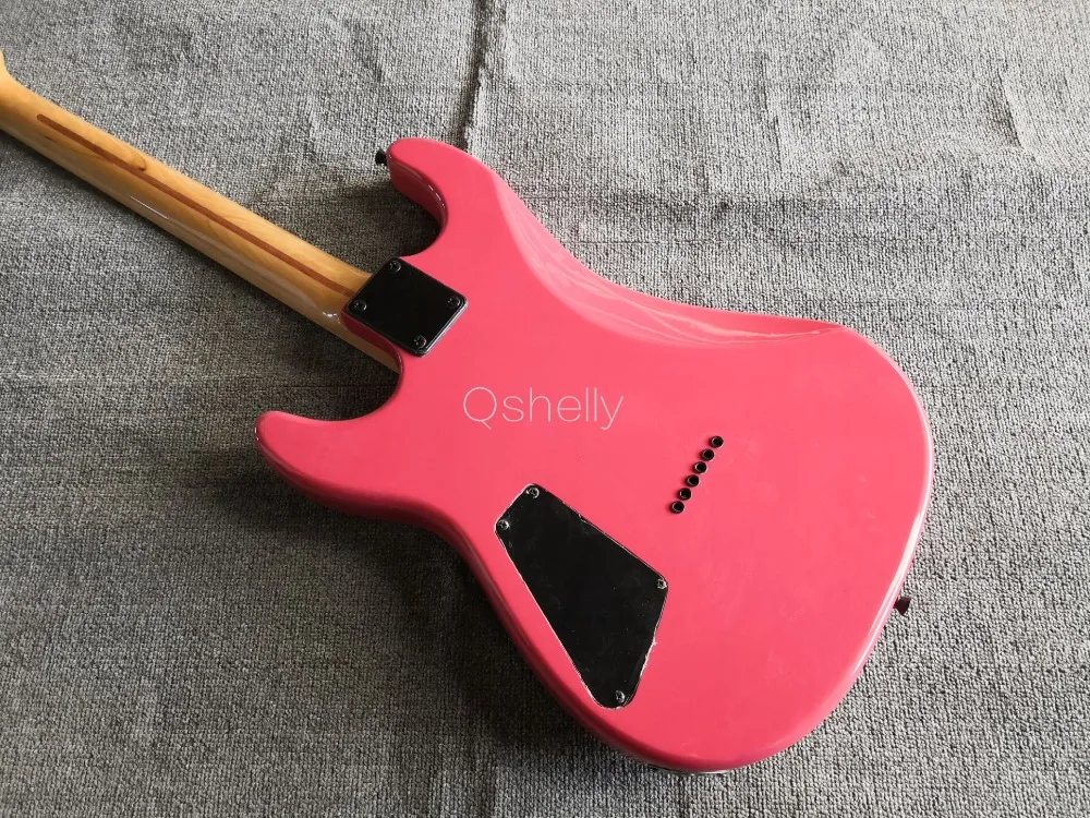 Высокое качество QShelly пользовательские розовый Charvel San Dimas birdeye клен гриф красного дерева тела струны через электрогитару