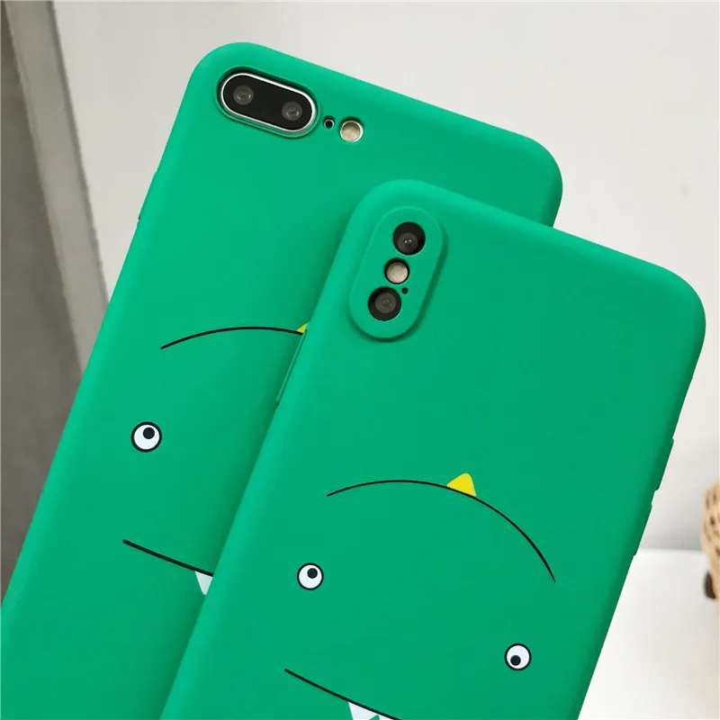 Мультфильм Милые Животные Динозавр чехол для iPhone X 6 s 7 8 плюс Plus Чехол зеленый