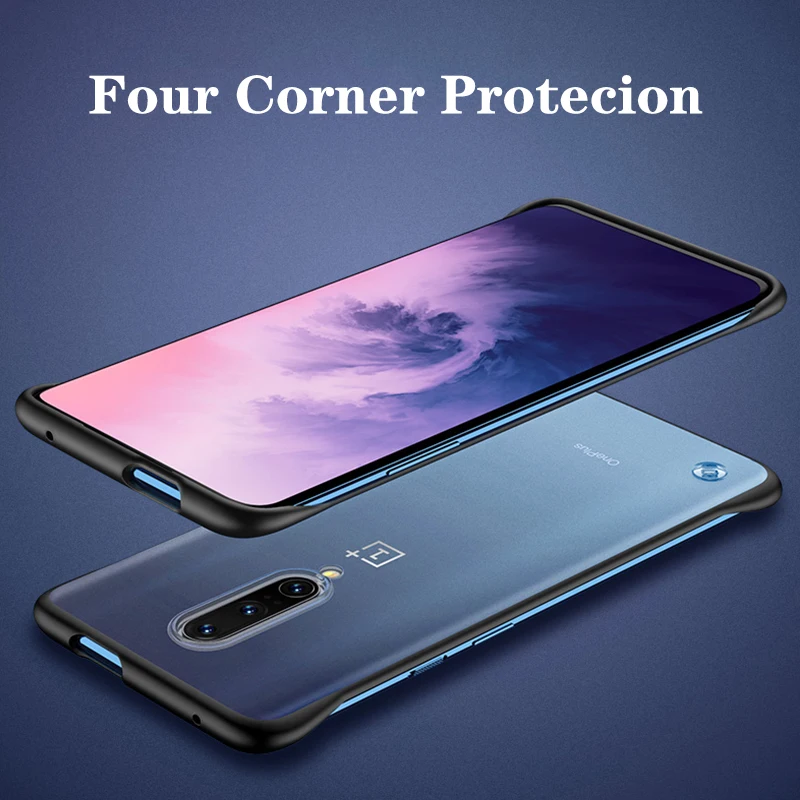 For OnePlus 7T Pro Case Transparent Matte hard Shockproof Back Cover 7 Phone Coque |