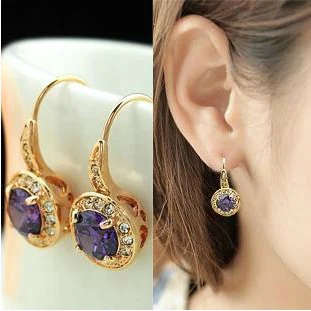 Серьги MOONROCY с фиолетовыми кристаллами желтое кольцо из кубического циркония опт