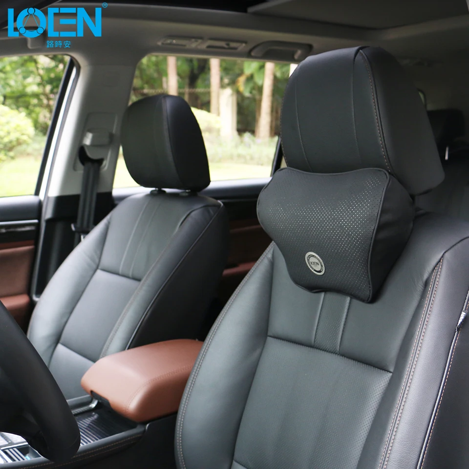 

LOEN Leather Auto Car Seat Neck Pillow Headrest Memory Foam Car pillow support Adjustable Rest cushion Butterfly Type Universal