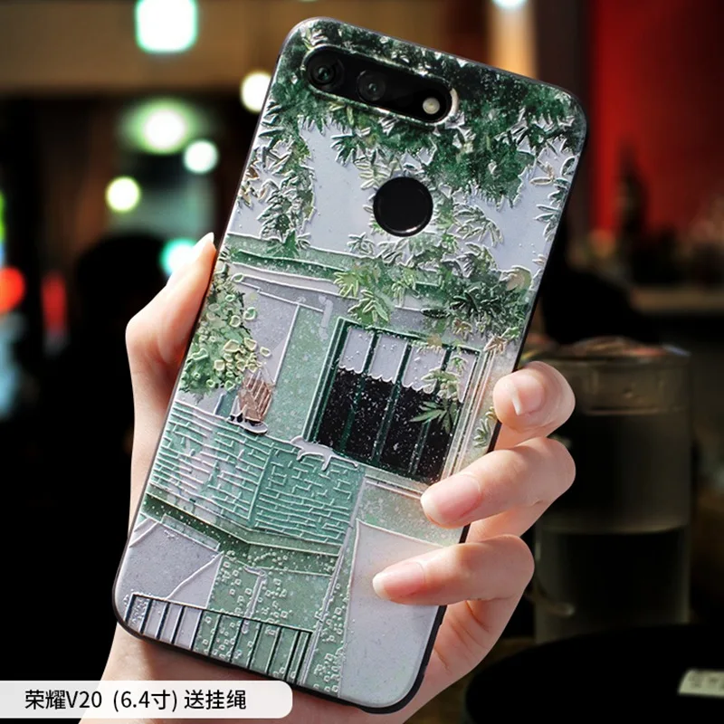 14 HONOR V20 Чехол с тиснением Honor20 Green Street leaf cat для huawei HONOR 20 PRO, V20, 20i, Honor 10, V10, 10 lite, 8x чехол - Цвет: 14 HONOR V20