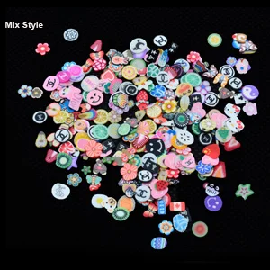 Mix Style 1000 шт./упак. 3D Мягкая Керамика Nail Art Украшение фрукты перо фрагменты ногтей Наклейка с орнаментом для ногтевого дизайна(Красота инструменты - Цвет: Mix Style