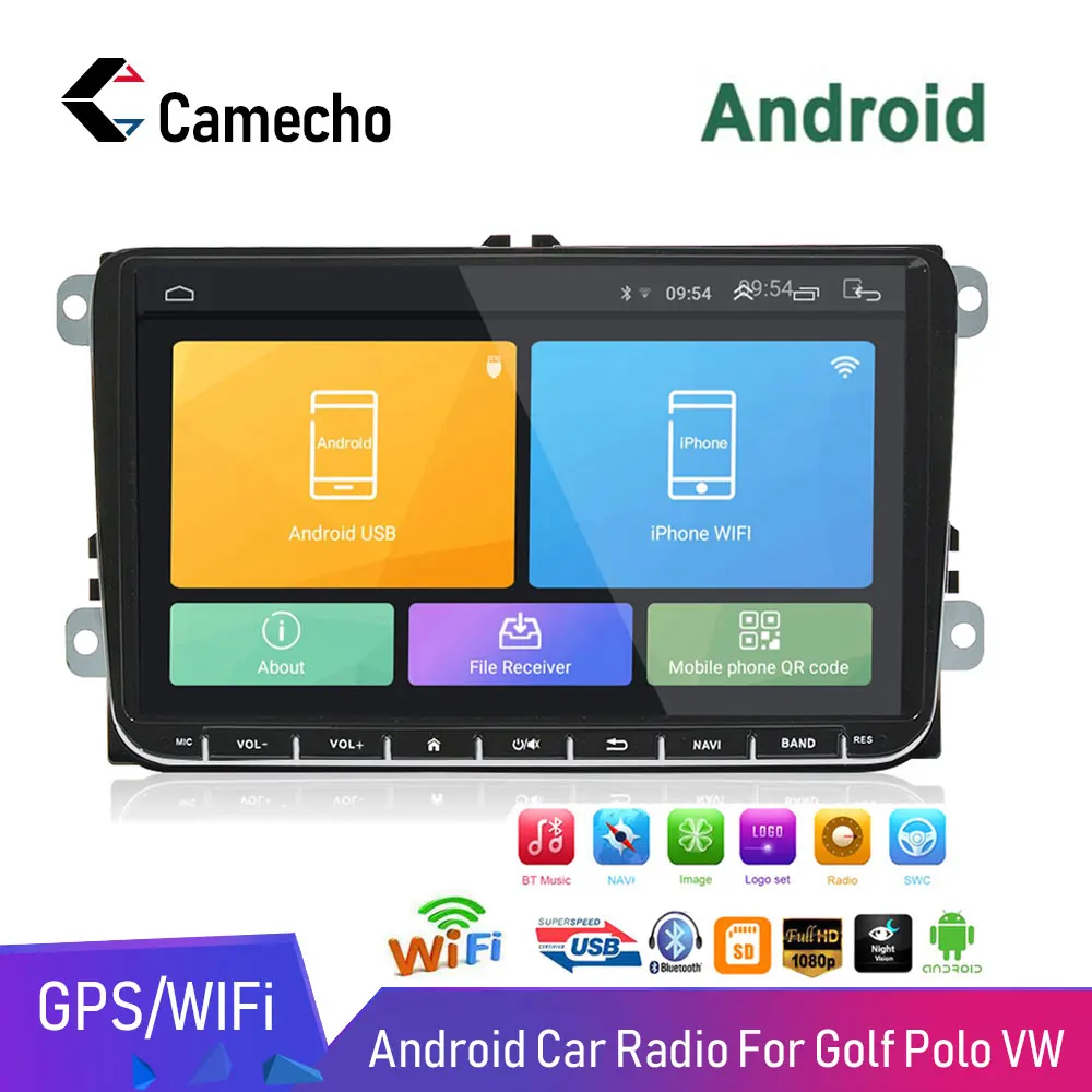 Camecho 9 дюймов сенсорный экран Android 8 1 автомобильный аудио для passat b7 b6 golf 5 Polo Tiguan octavia