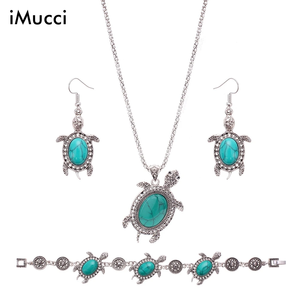 IMucci/Серьги Колье покрытием древняя Серебряный браслет черепаха изделия Трио для
