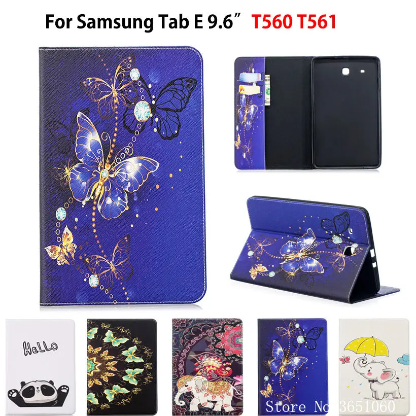 Фото Модный чехол бабочка для планшета Galaxy Tab E 9. 0 T560 Smart Stand Fundas Samsung 9 6 &quotT560 T561