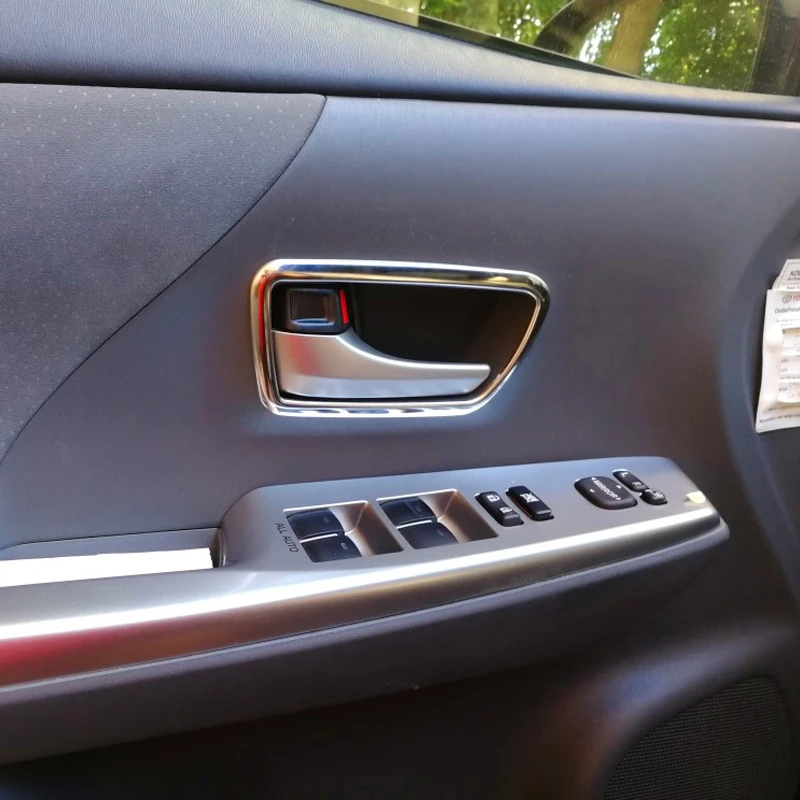 Cubierta de manija de puerta Interior de acero inoxidable SUS304, accesorios embellecedores para Toyota Prius Alpha V ZVW40, 4 Uds.