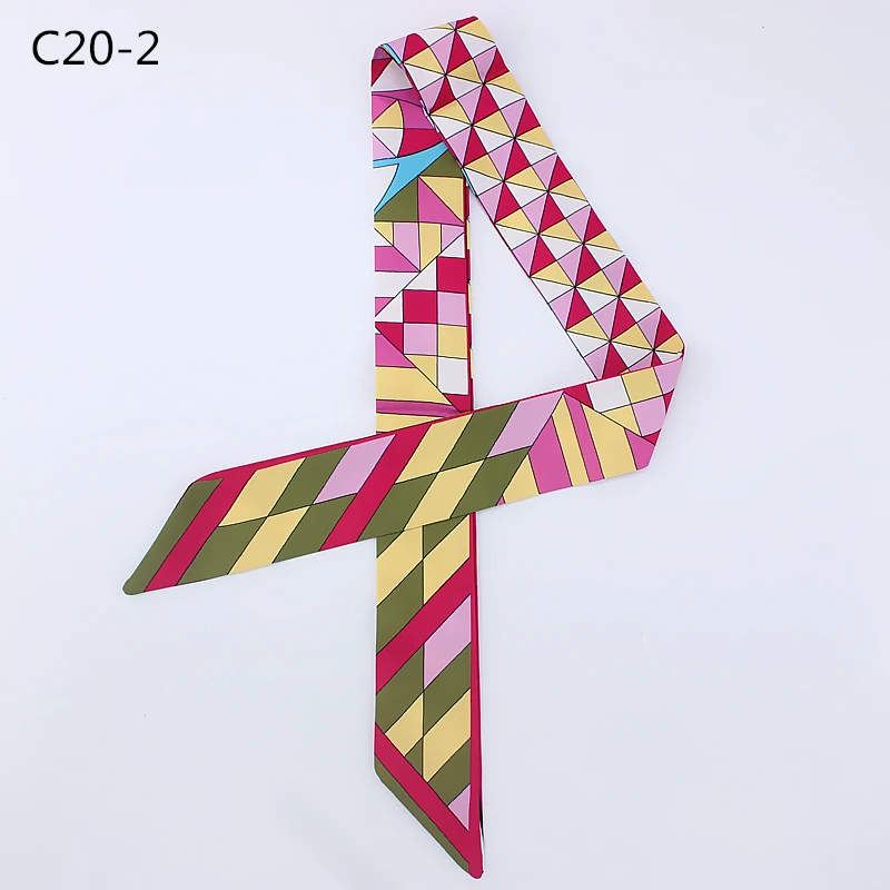 Маленький шарф POBING в клетку с геометрическим принтом женский шелковый модный