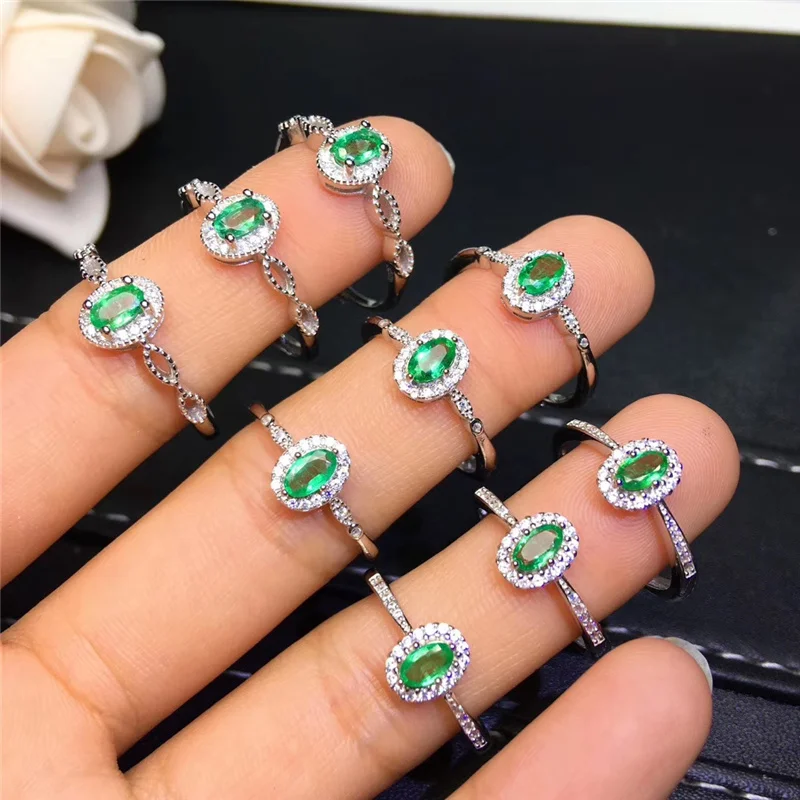 Кольца с натуральным Изумрудом и фианитом для дам отличные подарки на годовщину 3