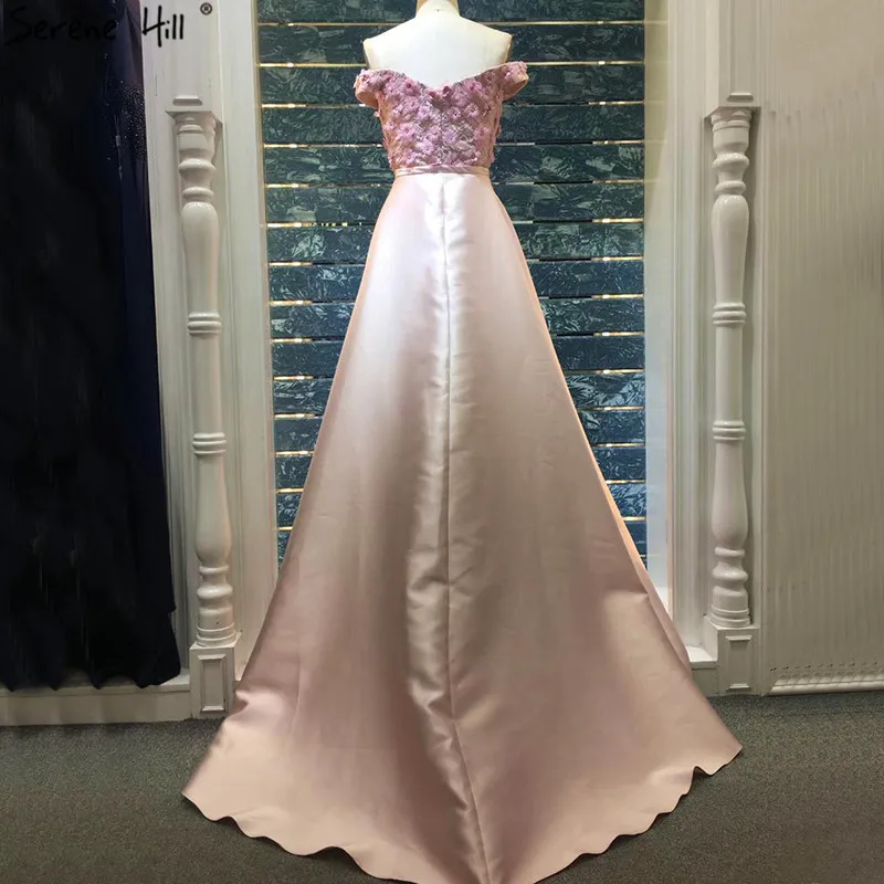 Pink Sleeveless Off Shoulder Luxury Evening Dresses 2021 Handmade Flowers Pearls Sexy Gowns Real Photo LA60715 | Свадьбы и торжества