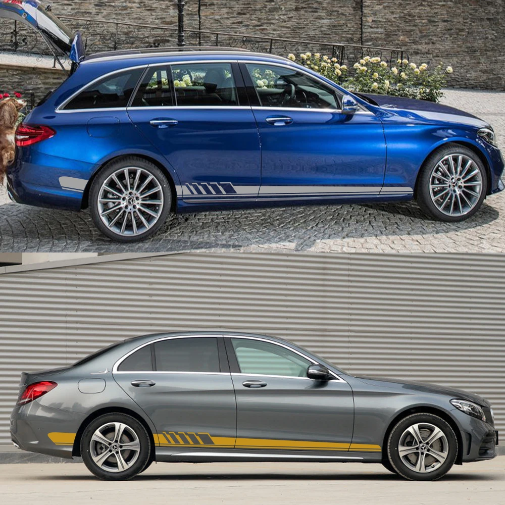 Наклейки на авто боковые полосы DIY наклейки для Mercedes Benz W205 W204 W203 C класс C180 C200 C300 C63 купе C43 авто аксессуары