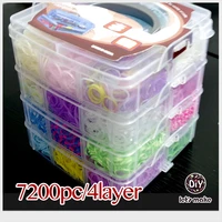 lets make 7200pc4 layer gum for bracelets high quality silicone loom bands box family refills rubber crazy kids gift diy beads