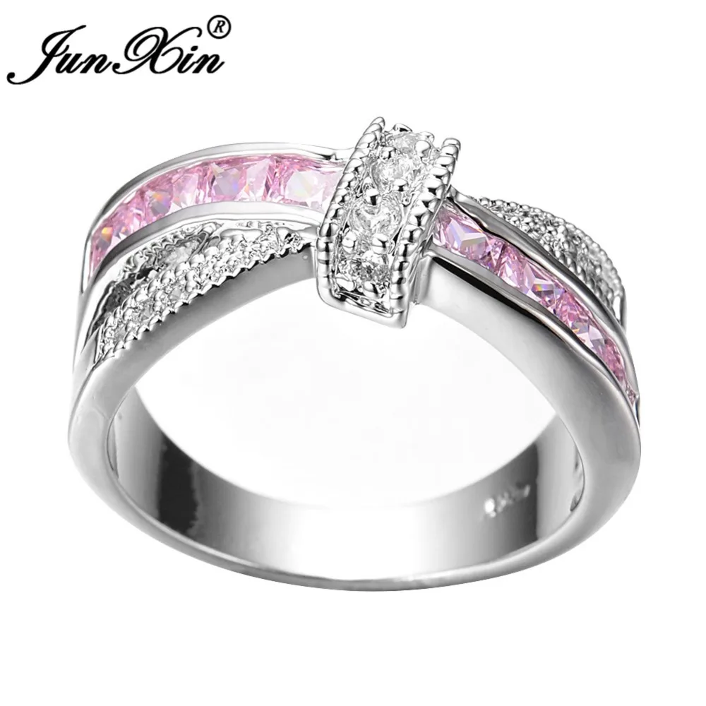 Женское Обручальное Кольцо JUNXIN обручальное кольцо с розовым фианитом и милым