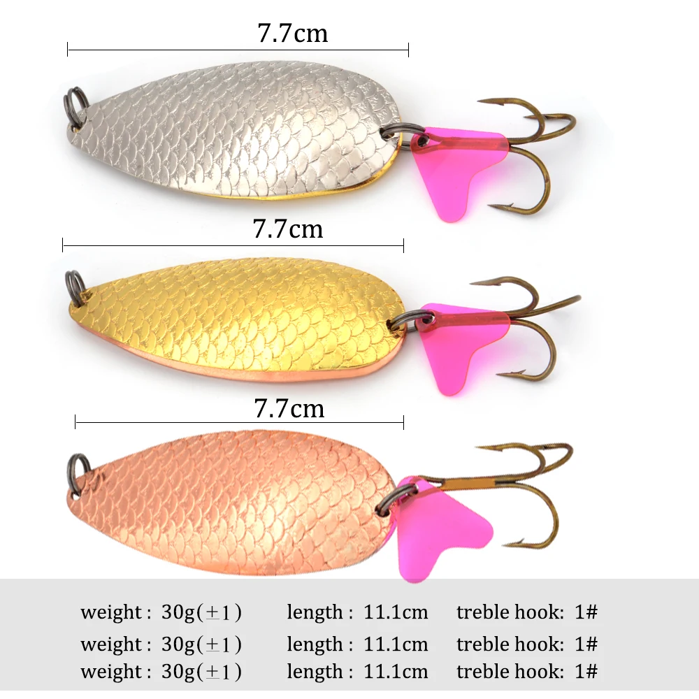 FTK 1PC 30g 3 Colors Spoon Fishing Lure With 1# Hook Hard Metal Jigging Baits | Спорт и развлечения