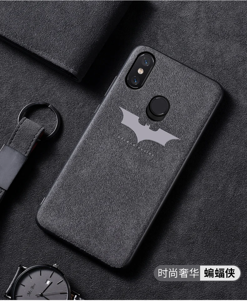 Противоскользящий кожаный меховой чехол для телефона Xiaomi mi 5 6 8 9 mix 2 3 2s max 3 redmi note 7 Marvel Batman чехол с логотипом автомобиля Мягкий край