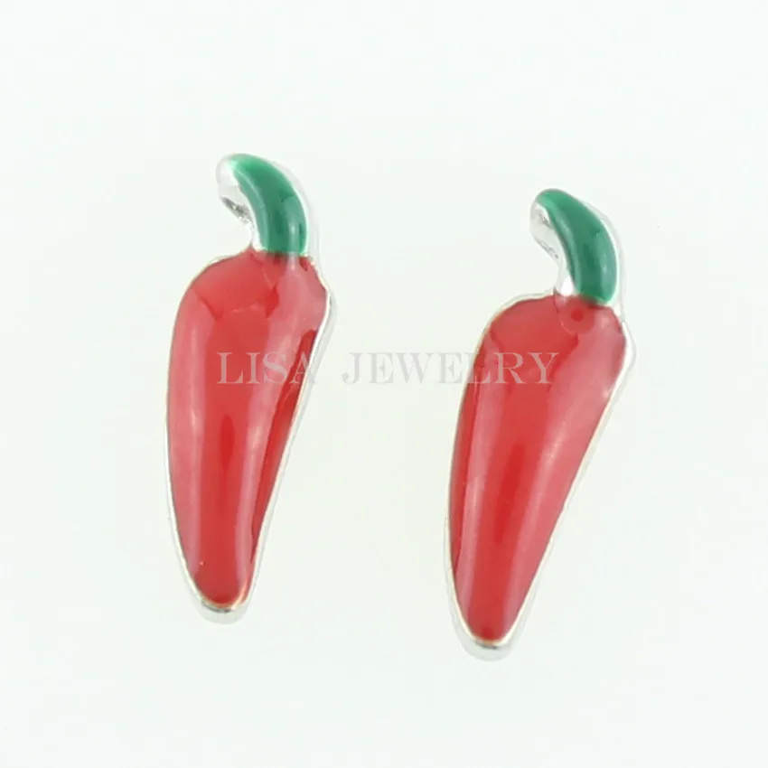 Новый дизайн Красная эмаль перец чили Плавающие Подвески изготовление растений