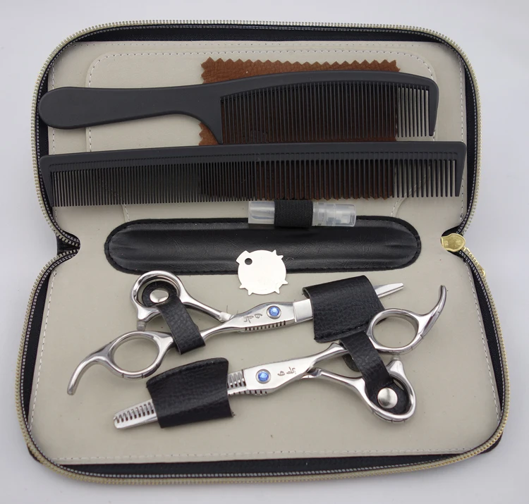 6 дюймов Профессиональные Парикмахерские ножницы набор прямые и филировочные 2