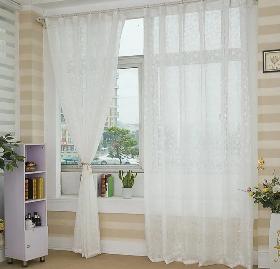 Более Высококачественная жаккардовая занавеска для окна тени занавески чистый