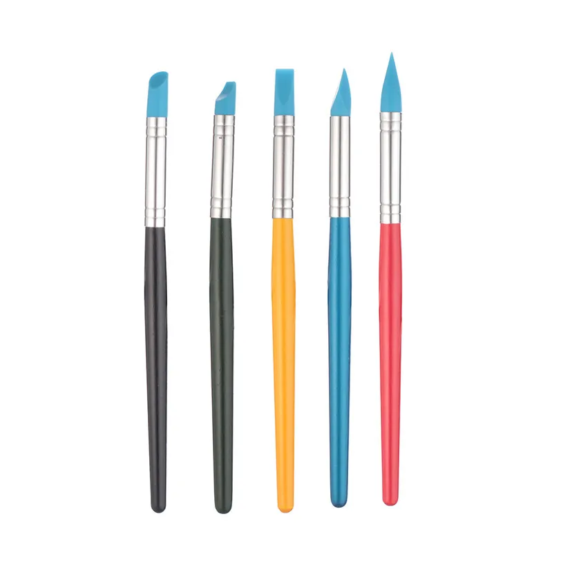 5Pcs Carving Dotting Tool Wooden Handle Silicone Nail Art Brushes Pens 2017 Hot product discount beauty | Красота и здоровье