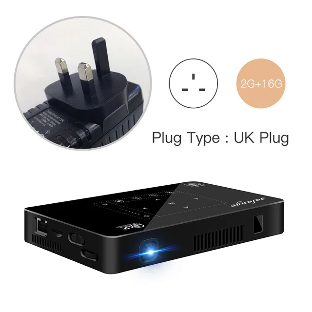 SLGP10UK Salange P10 мини-проектор для мобильного телефона СВЕТОДИОДНЫЕ мобильный Projetor Android WI-FI Bluetooth 8000 mAH Батарея HDMI в Портативный проектор - Цвет: SLGP10UK