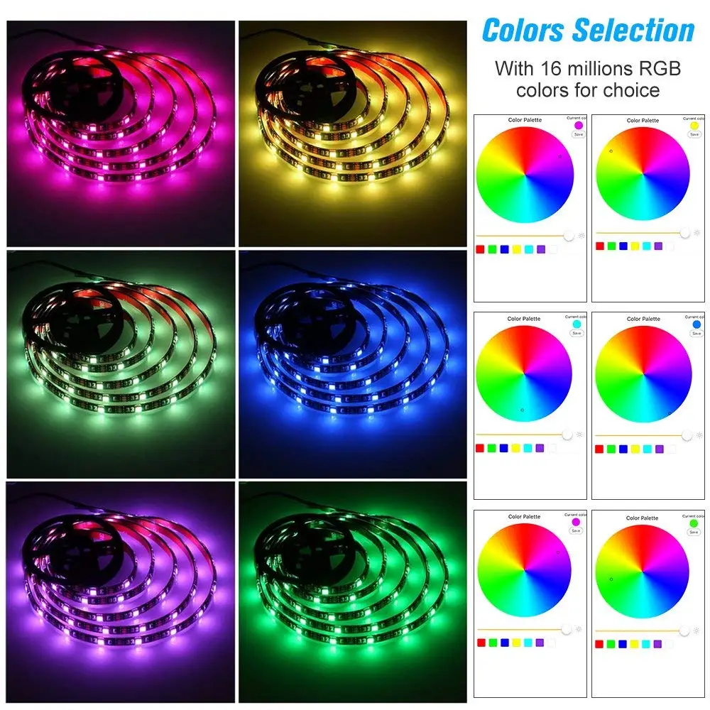 Smart Управление светодиодные полосы Wi Fi светодио дный RGB огни комплект 6.56ft 2 м 5050