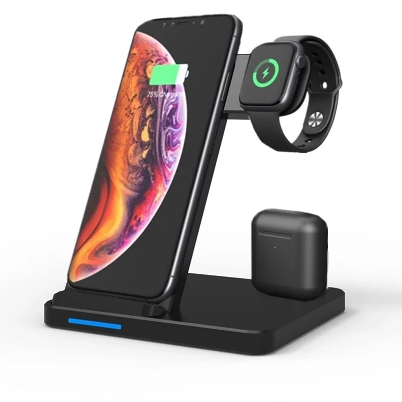 Tongdaytech Qi Беспроводная зарядная подставка для Apple Airpods Pro Watch 5 4 3 2 1 быстрая зарядка быстрое зарядное устройство для Iphone X 8 11 Pro Max