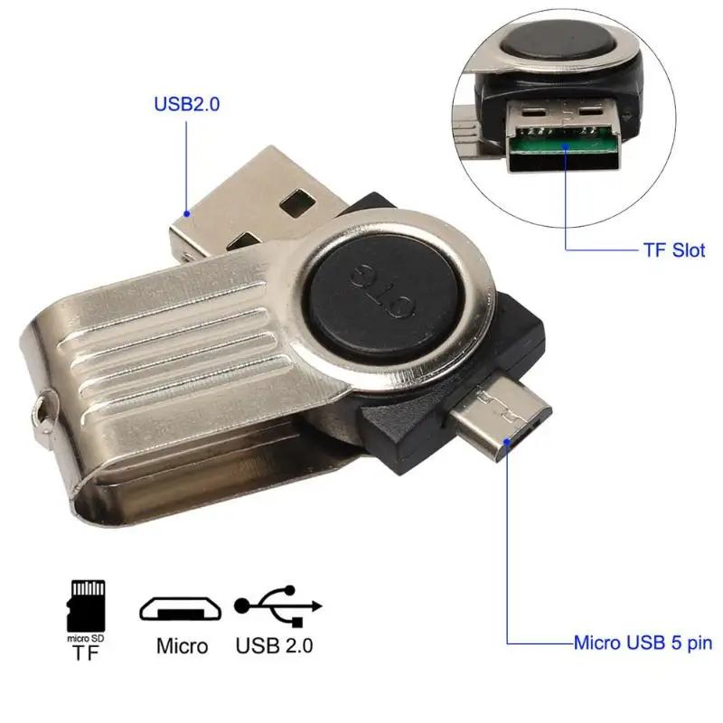 2 в 1 USB2.0 OTG кард-ридер+ универсальное устройство для считывания с tf-карт Android смартфон