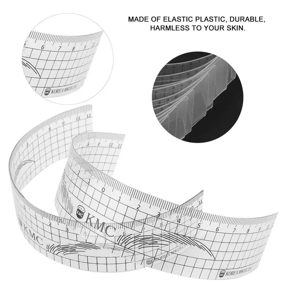 

10pcs Elastic Plastic Disposable Eyebrow Tattoo Ruler Sticker Permanent Makeup Microblading Measure Eyebrow Stencil Tatoo Supply