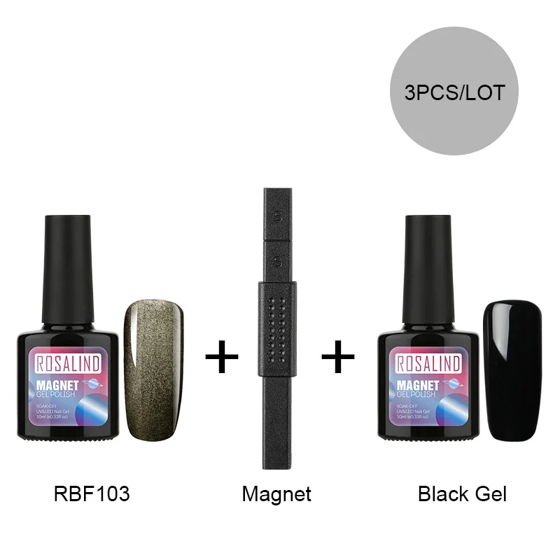 ROSALIND кошачьи глаза гель лак для ногтей Vernis полуперманентные гибридные Лаки с кошачьим глазом волшебное верхнее покрытие Декоративный Лак для ногтей - Цвет: RB-3KITS-03