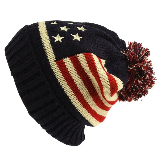 

Winter Hat Women Usa American Flag Beanie Wool Winter Warm Knitted Caps Hats For WomeSkullies Beanies gorros femme bonnet
