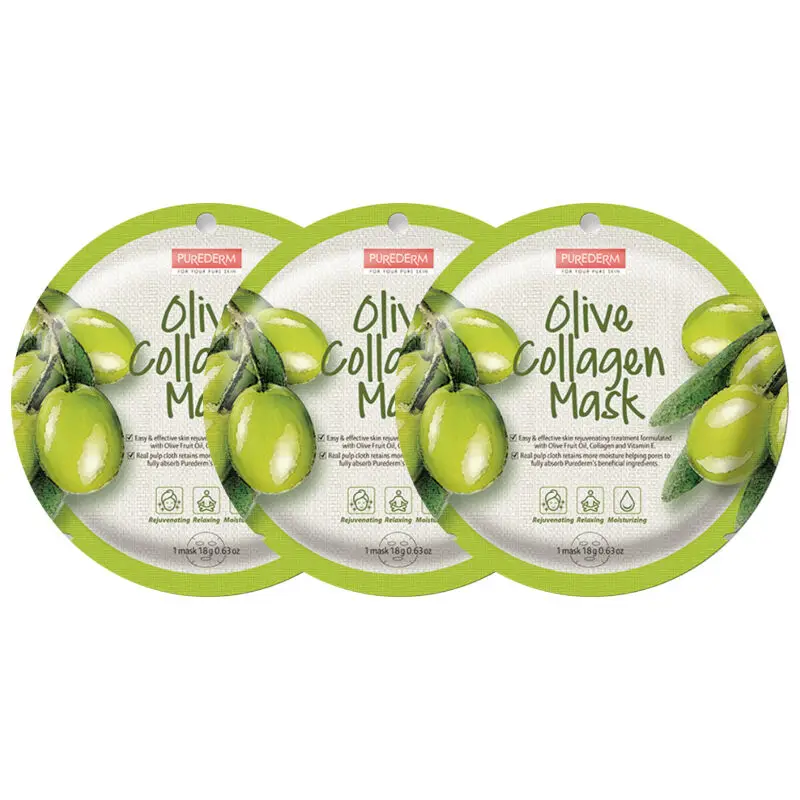 Olive 3pcs PUREDERM круговая маска 3 шт. уход за кожей завод увлажняющая маска для лица масла управление угрей Remover Тканевая маска для лица Корея Косметика - Цвет: Olive 3pcs