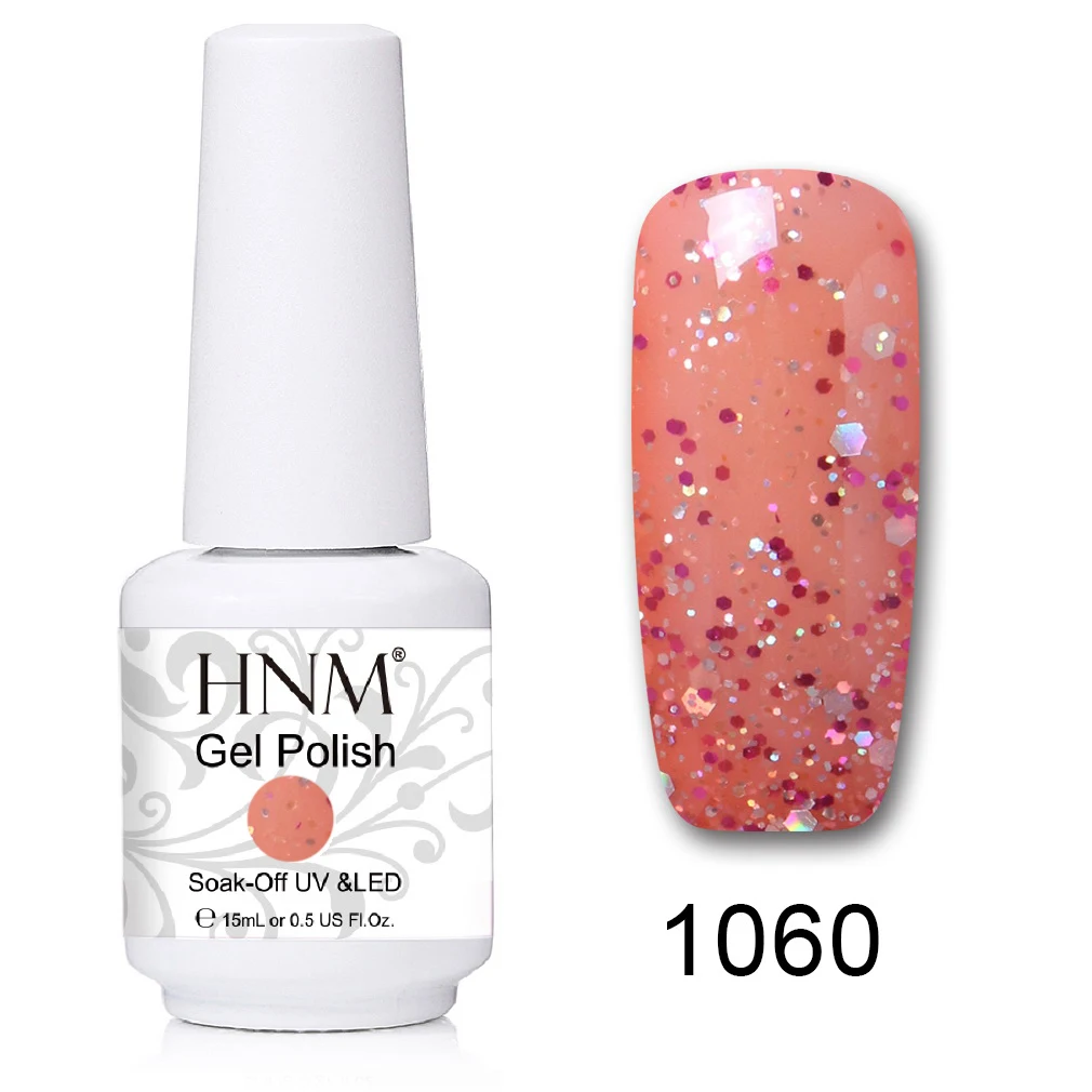 1060 HNM 241 Colors 15ml Pure Glitter UV Gel Nail Polish Soak Off Primer LED Lamp GelLak Hybrid Varnish For Nails Art Enamel Lacquer - Цвет: 1060