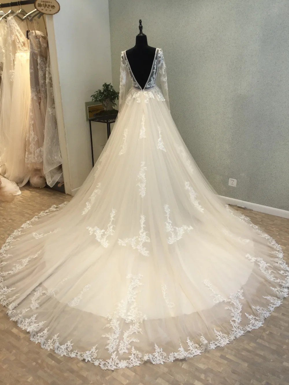 Vestido de noiva новое длинное свадебное платье 2018 с длинным рукавом шлейфом