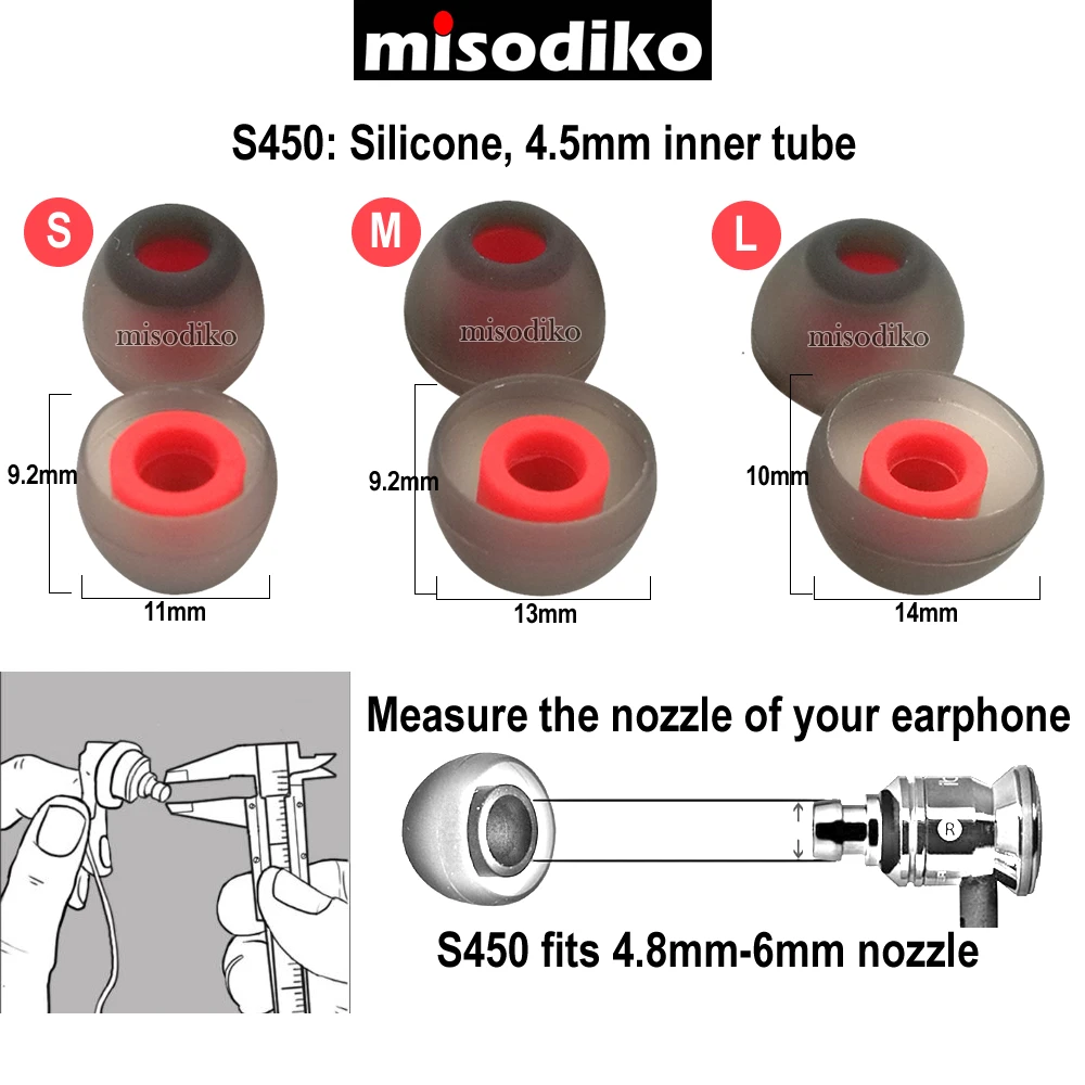 Misodiko S450 силиконовые наушники-капельки ушные вкладыши для Beats X, Powerbeats/Skullcandy Smokin' почки Ink 'd метода/KZ AS10 ZS10 Знч ZSN