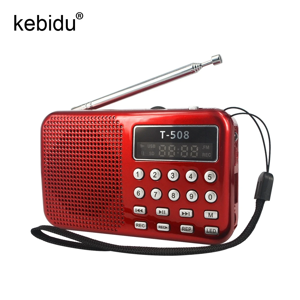 Портативный мини USB динамик Kebidu T508 светодиодный стерео FM радиоприемник TF карта 50