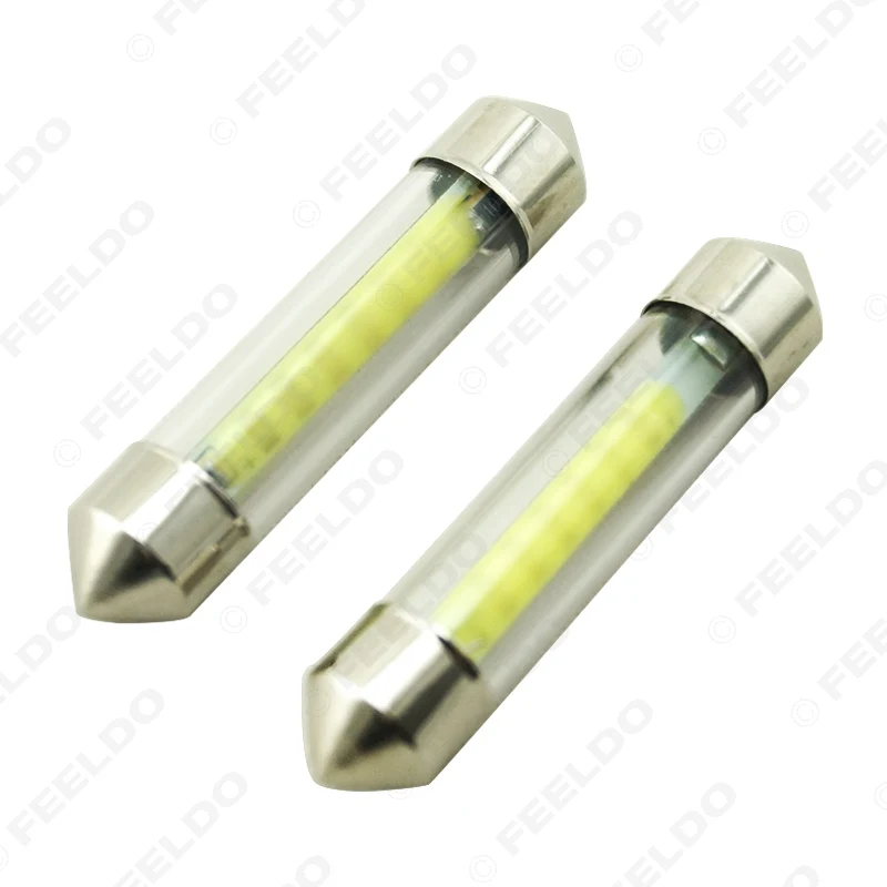 FEELDO 1 шт. белый автомобильный внутренний стеклянный чехол объектива C5W Festoon Dome COB 12