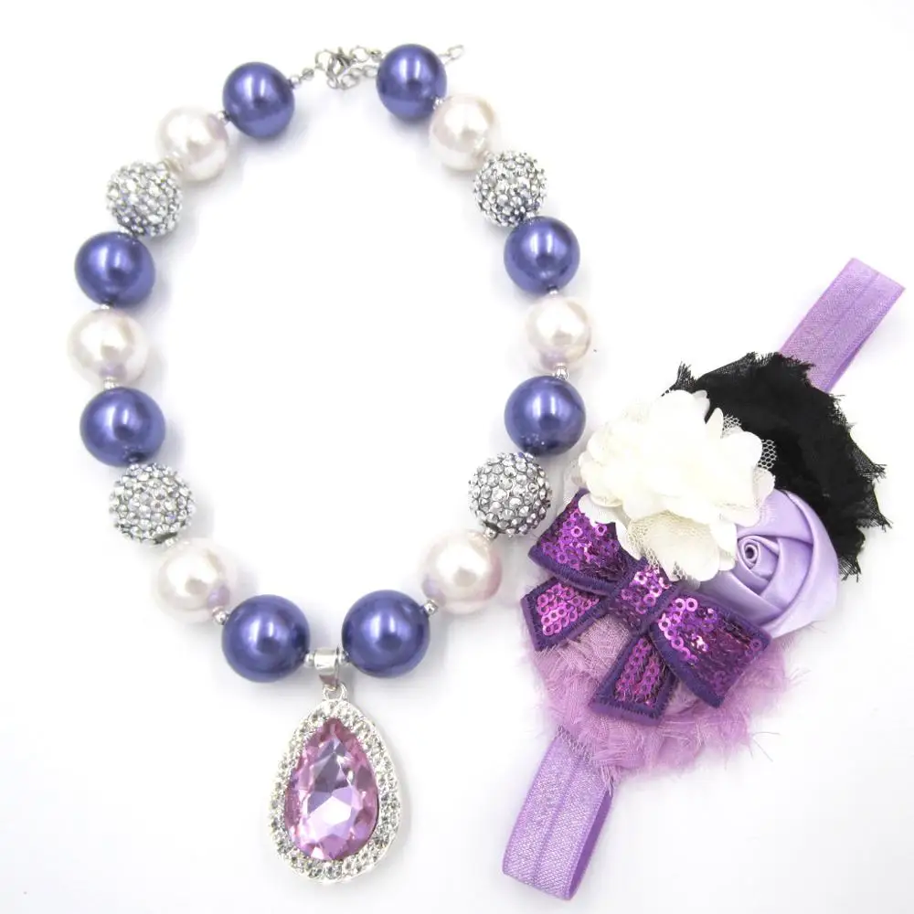 Necklace Headband Дети Девочка Любовь София Первый амулет массивное ожерелье Девочки Младенцы тиара Корона ребенок подарок на день рождения наряды комплект ювелирных изделий - Окраска металла: Necklace Headband